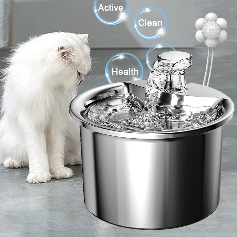 Fuente de agua para gatos con Sensor automático, dispensador de agua para mascotas, bebedero para perros y gatos con filtros, bebedero para gatos de acero inoxidable 304