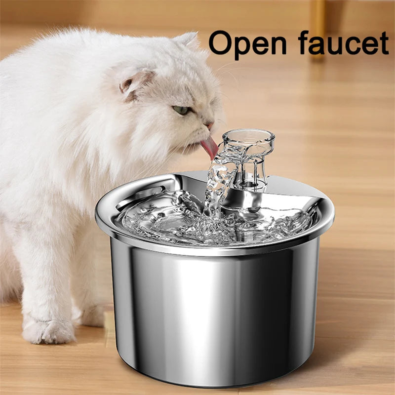 Fuente de agua para gatos con Sensor automático, dispensador de agua para mascotas, bebedero para perros y gatos con filtros, bebedero para gatos de acero inoxidable 304