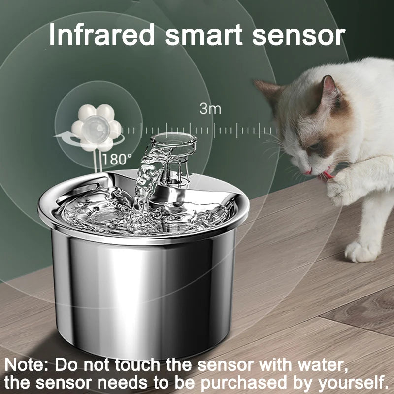 Fuente de agua para gatos con Sensor automático, dispensador de agua para mascotas, bebedero para perros y gatos con filtros, bebedero para gatos de acero inoxidable 304