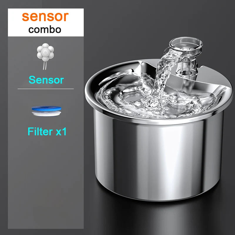 Fuente de agua para gatos con Sensor automático, dispensador de agua para mascotas, bebedero para perros y gatos con filtros, bebedero para gatos de acero inoxidable 304