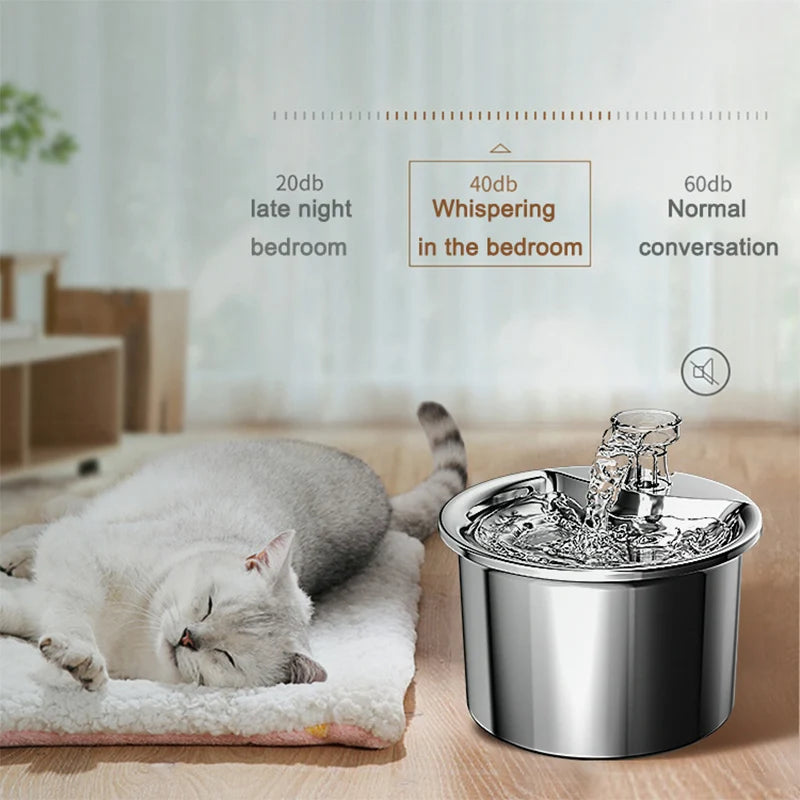 Fuente de agua para gatos con Sensor automático, dispensador de agua para mascotas, bebedero para perros y gatos con filtros, bebedero para gatos de acero inoxidable 304